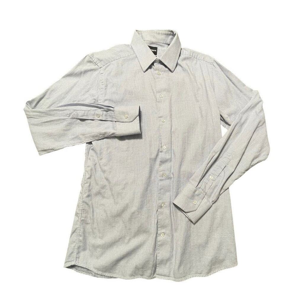 Emporio Armani Button Up Shirt Mens Small 39/15.5 Blue Geometric Modern Albania